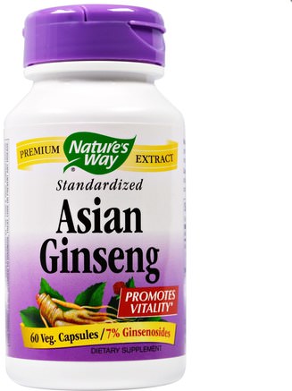 Asian Ginseng, Standardized, 60 Veggie Caps by Natures Way-Hälsa, Kall Influensa Och Virus, Ginseng, Tillskott