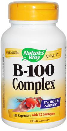 B-100 Complex, With B2 Coenzyme, 100 Capsules by Natures Way-Sverige