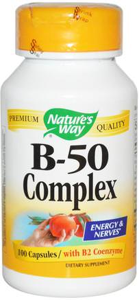 B-50 Complex, 100 Capsules by Natures Way-Vitaminer, Vitamin B-Komplex, Vitamin B-Komplex 50
