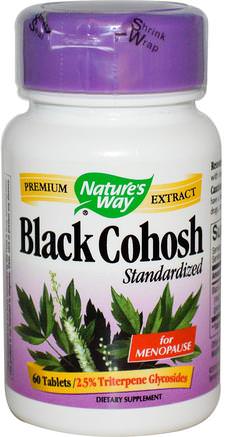 Black Cohosh, Standardized, 60 Tablets by Natures Way-Kosttillskott, Hälsa, Svart Cohosh