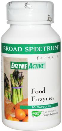 Broad Spectrum Formula, Enzyme Active, Food Enzymes, 90 Capsules by Natures Way-Kosttillskott, Enzymer