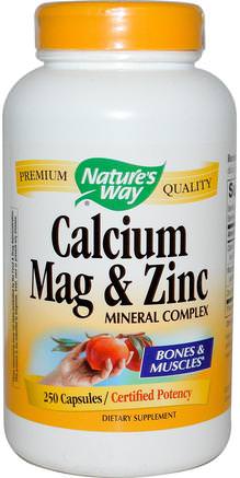 Calcium, Mag & Zinc, Mineral Complex, 250 Capsules by Natures Way-Kosttillskott, Mineraler, Kalcium