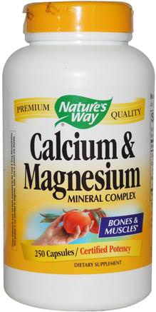 Calcium & Magnesium, Mineral Complex, 250 Capsules by Natures Way-Kosttillskott, Mineraler, Kalcium