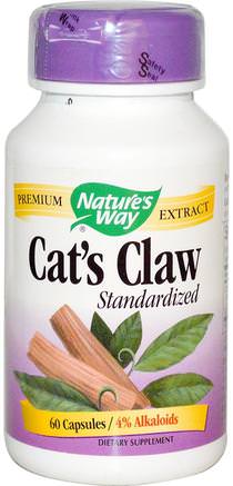 Cats Claw, Standardized, 60 Capsules by Natures Way-Kosttillskott, Örter, Katter Klo (Ua De Gato)