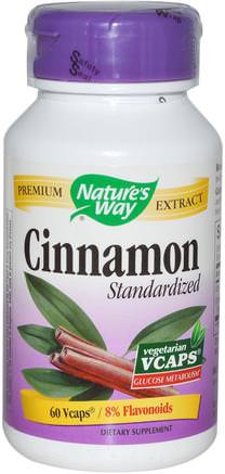 Cinnamon, Standardized, 60 Veggie Caps by Natures Way-Örter, Kanel Extrakt