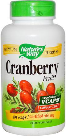 Cranberry Fruit, 465 mg, 180 Veggie Caps by Natures Way-Kosttillskott, Örter, Tranbär