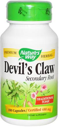Devils Claw, Secondary Root, 480 mg, 100 Capsules by Natures Way-Hälsa, Inflammation, Djävulsklo