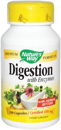 Digestion, with Enzymes, 450 mg, 100 Capsules by Natures Way-Kosttillskott, Enzymer