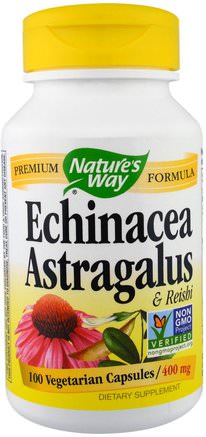 Echinacea Astragalus & Reishi, 400 mg, 100 Veggie Caps by Natures Way-Kosttillskott, Antibiotika