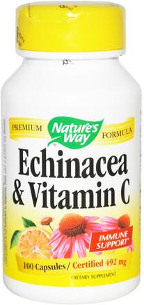 Echinacea & Vitamin C, 492 mg, 100 Capsules by Natures Way-Vitaminer, Vitamin C, Tillskott