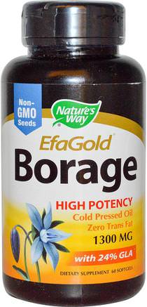 EFAGold, Borage, 1300 mg, 60 Softgels by Natures Way-Kosttillskott, Efa Omega 3 6 9 (Epa Dha), Dha, Epa