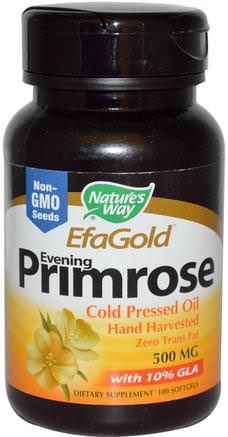 EfaGold, Evening Primrose, 500 mg, 100 Softgels by Natures Way-Kosttillskott, Efa Omega 3 6 9 (Epa Dha), Dha, Epa