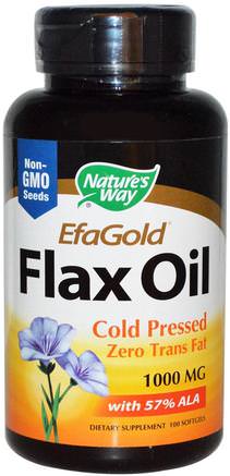 EfaGold, Flax Oil, 1000 mg, 100 Softgels by Natures Way-Kosttillskott, Efa Omega 3 6 9 (Epa Dha), Dha, Epa