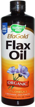 EFAGold, Organic Flax Oil, 24 fl oz (710 ml) by Natures Way-Kosttillskott, Efa Omega 3 6 9 (Epa Dha), Dha, Epa
