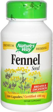 Fennel Seed, 480 mg, 100 Capsules by Natures Way-Kosttillskott, Örter