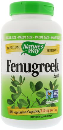 Fenugreek Seed, 610 mg, 320 Vegetarian Capsules by Natures Way-Örter, Hälsa, Fenegreek