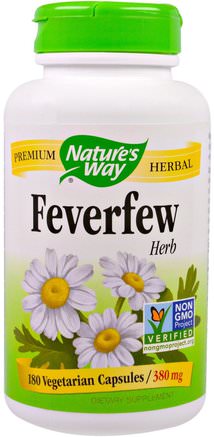 Feverfew Herb, 380 mg, 180 Veggie Caps by Natures Way-Hälsa, Huvudvärk