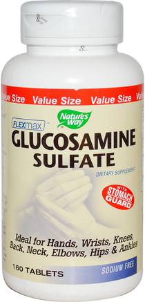 Flexmax, Glucosamine Sulfate, 160 Tablets by Natures Way-Kosttillskott, Glukosamin