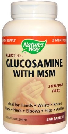 Flexmax, Glucosamine with MSM, Sodium Free, 240 Tablets by Natures Way-Kosttillskott, Glukosamin