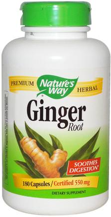 Ginger Root, 550 mg, 180 Capsules by Natures Way-Kosttillskott, Örter