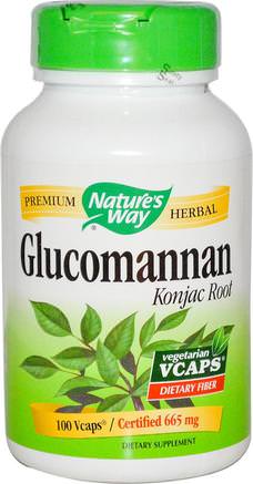 Glucomannan Konjac Root, 665 mg, 100 Veggie Caps by Natures Way-Kosttillskott, Fiber, Glukomannan (Konjacrot)