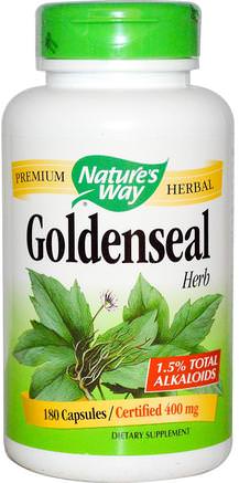 Goldenseal, Herb, 400 mg, 180 Capsules by Natures Way-Kosttillskott, Echinacea