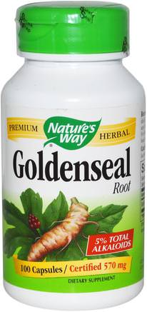 Goldenseal, Root, 570 mg, 100 Capsules by Natures Way-Kosttillskott, Antibiotika