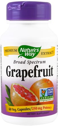 Grapefruit, 250 mg, 60 Veggie Caps by Natures Way-Kosttillskott, Antioxidanter, Grapefruktfröxtrakt
