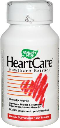 HeartCare, Hawthorn Extract, 120 Tablets by Natures Way-Kosttillskott, Örter