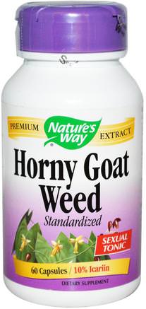Horny Goat Weed, Standardized, 60 Capsules by Natures Way-Hälsa, Män, Kåt Getkött