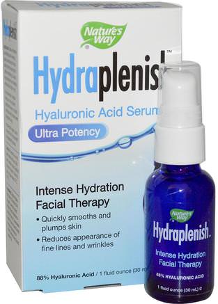 Hydraplenish, Hyaluronic Acid Serum, Ultra Potency, 1 fl oz (30 ml) by Natures Way-Kosttillskott, Skönhet, Anti-Åldrande