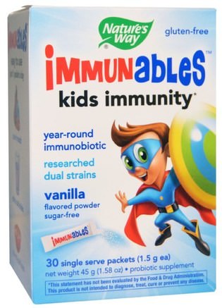 Immunables, Kids Immunity, Vanilla Flavored Powder, 30 Packets, 1.5 g Each by Natures Way-Kosttillskott, Hälsa, Kall Influensa Och Virus