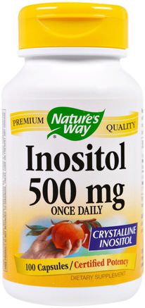 Inositol, Once Daily, 500 mg, 100 Capsules by Natures Way-Vitaminer, Kolin Och Inositol