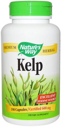Kelp, 600 mg, 180 Veggie Capsules by Natures Way-Kosttillskott, Alger Olika, Kelp, Mineraler