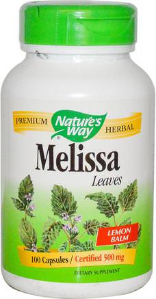 Melissa Leaves, 500 mg, 100 Capsules by Natures Way-Kosttillskott, Örter