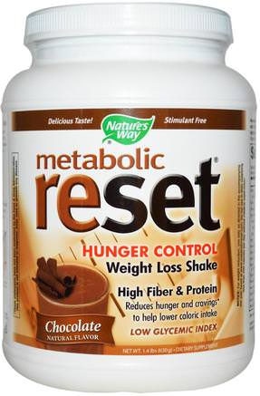 Metabolic Reset Hunger Control Weight Loss Shake, Powder, Chocolate, 1.4 lbs (630 g) by Natures Way-Kosttillskott, Måltid Ersättning Skakningar