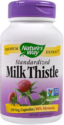 Milk Thistle, Standardized, 120 Veggie Caps by Natures Way-Hälsa, Detox, Mjölktistel (Silymarin)