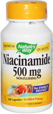 Niacinamide, 500 mg, 100 Capsules by Natures Way-Vitaminer, Vitamin B, Vitamin B3, Vitamin B3 - Niacin