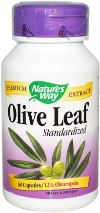 Olive Leaf, Standardized, 60 Capsules by Natures Way-Hälsa, Kall Influensa Och Viral, Olivblad
