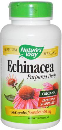 Organic Echinacea Purpurea Herb, 400 mg, 180 Capsules by Natures Way-Kosttillskott, Antibiotika