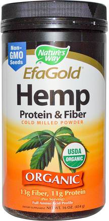 Organic EfaGold, Hemp Protein & Fiber, Cold Milled Powder, 16 oz (454 g) by Natures Way-Kosttillskott, Efa Omega 3 6 9 (Epa Dha), Dha, Epa