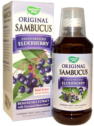 Original Sambucus, Standardized Elderberry, 8 fl oz (240 ml) by Natures Way-Hälsa, Kall Influensa Och Virus, Immunförsvar