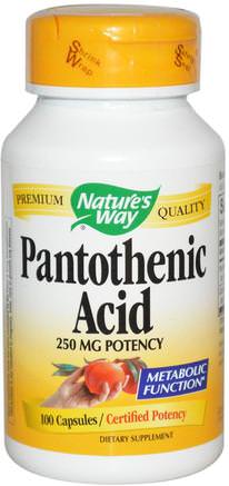 Pantothenic Acid, 100 Capsules by Natures Way-Vitaminer, Vitamin B