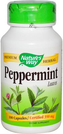 Peppermint, Leaves, 100 Capsules by Natures Way-Hälsa, Detox