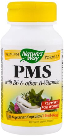 PMS, With B6 and Other B-Vitamins, 100 Vegetarian Capsules by Natures Way-Kosttillskott, Hälsa, Premenstruellt Syndrom