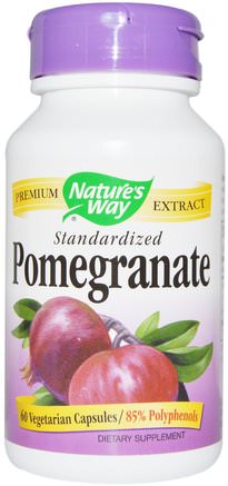 Pomegranate, Standardized, 60 Veggie Caps by Natures Way-Kosttillskott, Antioxidanter, Granatäpple Juice Extrakt