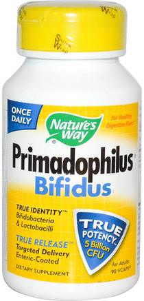 Primadophilus, Bifidus, For Adults, 90 Veggie Caps by Natures Way-Kosttillskott, Probiotika, Stabiliserade Probiotika