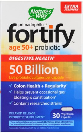 Primadophilus, Fortify, Age 50+ Probiotic, Extra Strength, 30 Veggie Capsules by Natures Way-Kosttillskott, Probiotika