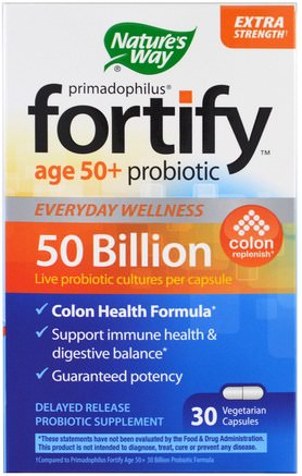 Primadophilus, Fortify Age 50+ Probiotic, Extra Strength, 30 Veggie Capsules by Natures Way-Kosttillskott, Probiotika