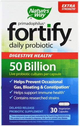 Primadophilus, Fortify, Daily Probiotic, Extra Strength, 30 Veggie Casules by Natures Way-Kosttillskott, Probiotika